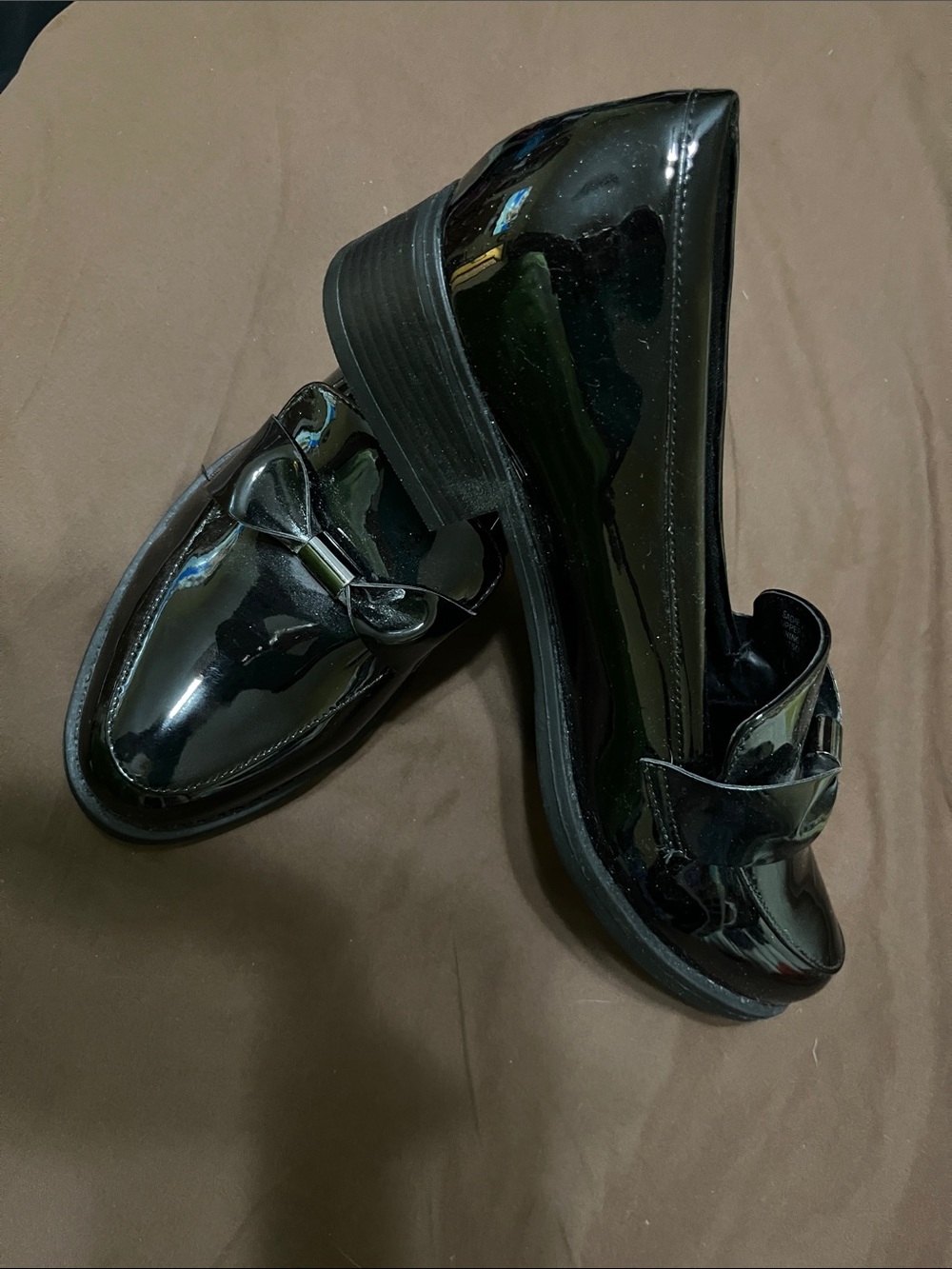 12W Black Patent Woman Loafer Shoes